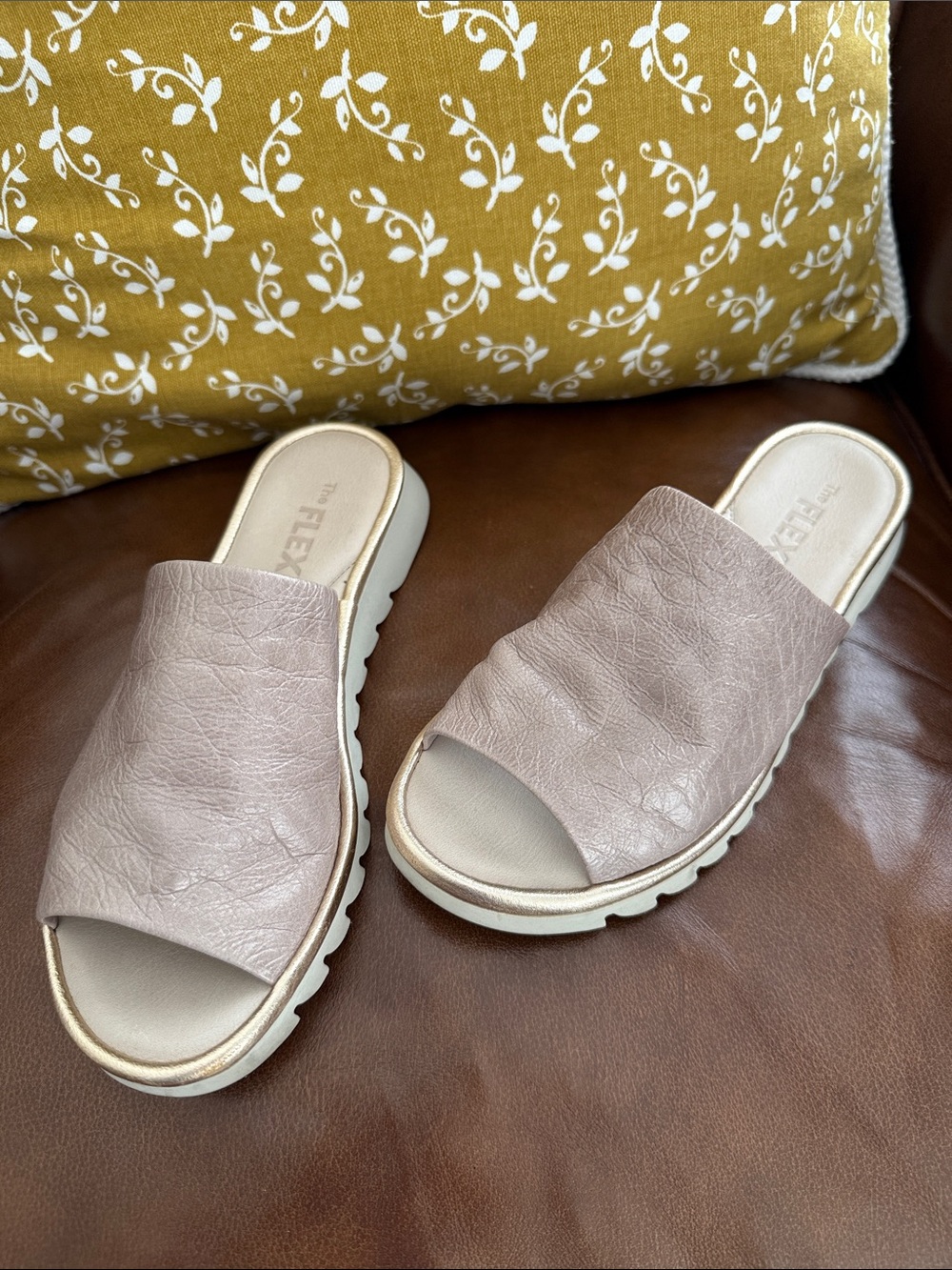 Flexible Slide Sandals in Taupe - Women's Comfort Slides